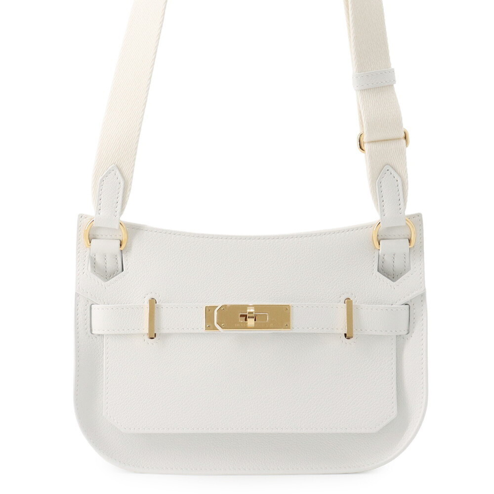 Hermes Jypsiere Mini Shoulder Bag, New White, Evercolor, K Stamp, Handbag